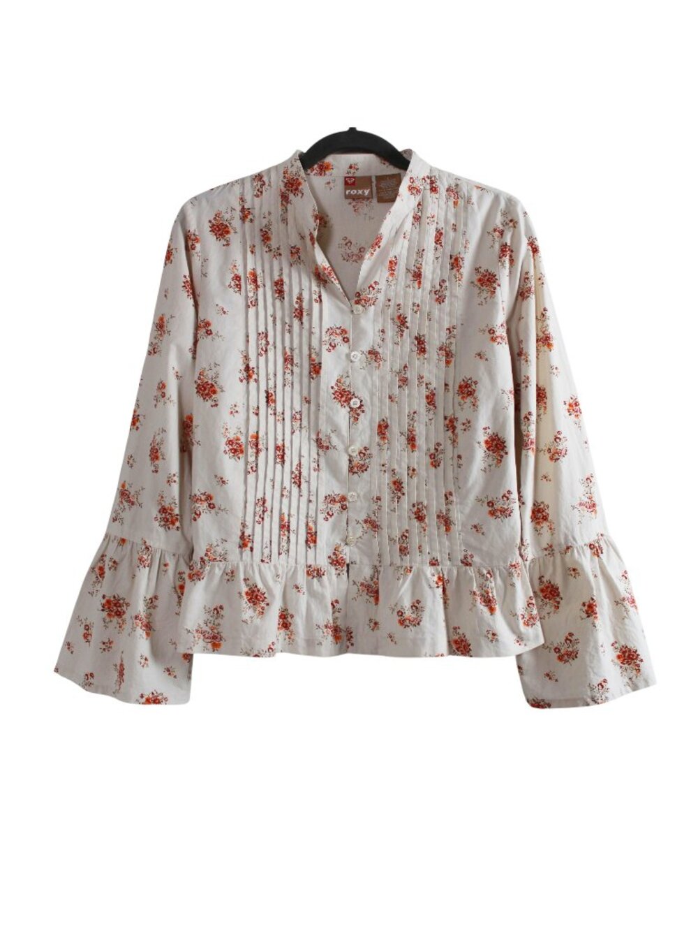 Roxy Floral Bell Sleeve Peplum Blouse - Picture 2 of 16